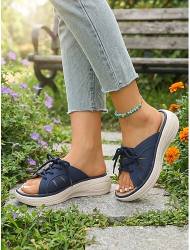  סנדלי נוחות כחולים לנשים – נעלי קיץ קלות ומרופדות לבית, לחופשה, להליכה ולשימוש יומיומי רגוע