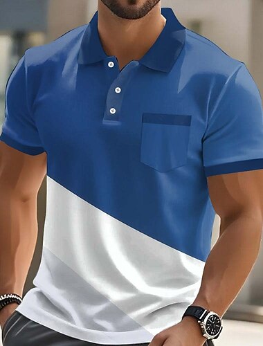  Ανδρικά Συνδυασμός Χρωμάτων Γεωμτερικό Πόλο Κοντομάνικο Μπλουζάκια πόλο Πουκάμισα με γιακά Business Casual ΕΞΩΤΕΡΙΚΟΥ ΧΩΡΟΥ Ένδυση γυμναστικής και άθλησης Καθημερινά Ρούχα 3D εκτύπωση Κουμπιά