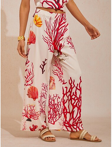  Kalhoty rovného střihu z hedvábného saténu Coral Riviera