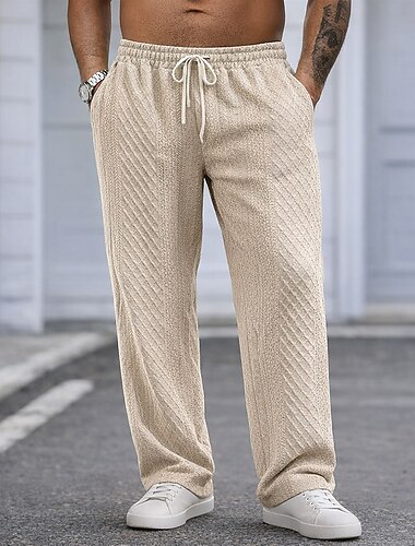  Herren Hose Baggy-Hosen Freizeithose strukturierte Hose Kordelzug Elastischer Bund Strukturiert Einfarbig Komfort Volle Länge Täglich Outdoor Streetwear Urlaub Mode Blau Schwarz Mikroelastisch