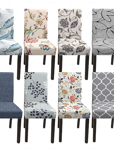  Wasserabweisende Stuhl- und Hockerbezüge aus Polyester mit geometrischem Muster, dehnbar, waschbar und für Küche, Esszimmer und Zuhause.