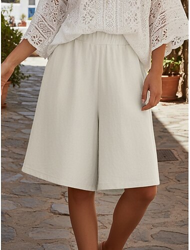 Dámské Bermudské kraťasy Capri kalhoty Široké nohavice Kraťasy Základní Na běžné nošení Cikánský Délka kolen Středně vysoký pas Bez vzoru Elastický pas Pohodlné Neelastické Denní Venkovní Dovolená