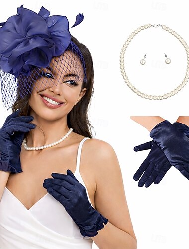  Gloves Fascinator Hat Fascinator Gentlewoman Fancy Dress Women's Masquerade Ascot Horse Racing Festival Adults' Headpiece All Seasons