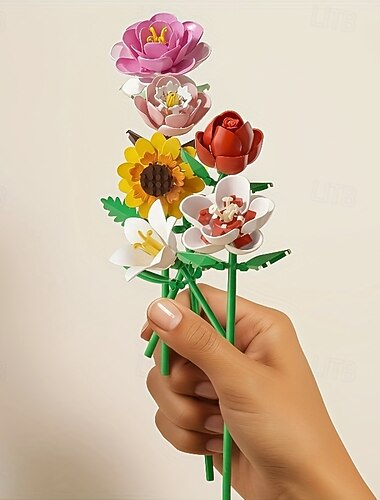  squisiti mattoncini per la costruzione di bouquet; decorazioni per la casa; squisiti mattoncini per la costruzione di bouquet; romantiche decorazioni in blocchi, regali per Natale, Halloween e