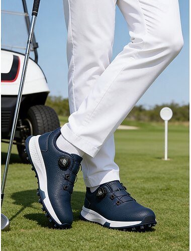  Blå golfsko for menn, lett polstret såle, pustende design, moderne sportsstil, ideell for golfbaner og fritidsklær utendørs