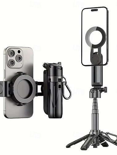  impugnatura per fotocamera del telefono, supporto per treppiede per smartphone, supporto per iPhone 15 14 Pro Max S23 S22 Ultra con otturatore Bluetooth e adattatore per slitta a contatto freddo,