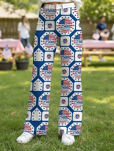  الذكرى السنوية الـ 250 للولايات المتحدة الأمريكية عتيق / معتق السبعينات بنطلون بنطلون واسع الساق ستايل هبي ديسكو عالي الخصر ملابس تنكرية نسائي حفلة تنكرية 4 يوليو يوم الاستقلال للبالغين بنطلونات