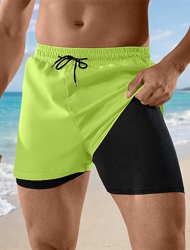  Miesten Uimahousut Uimashortsit Bokserit uimashortsit Shortsit Kurenauha Joustava vyötärö Yhtenäinen väri Nopea kuivuminen Hengittävä Polven yläpuolella Kausaliteetti Hiekkaranta Uinti Loma Muoti