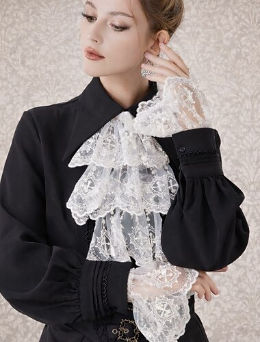  Vintage Rococò Vittoriano Collare staccabile Principessa Principe Gentiluomo Gentildonna Pizzo Ricamato Costume Unisex Carnevale Halloween Fiera Rinascimentale Adulti Altri Accessori