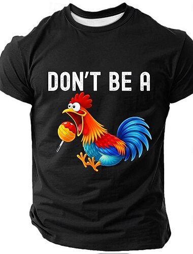  Męskie Kogut Zabawny slang Podkoszulek Krótki rękaw Podkoszulek Druk 3D Półgolf Koszula Moda Codzienny Codzienny Ulica Niebieski Czarny Czerwony Lato Wiosna Odzież S M L XL XXL XXXL