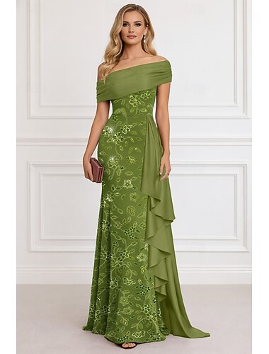  A-Linie Bodenlang Abendkleid Ballkleid mit Überrock Festliche Kleidung Elegant Promi-Stil Ärmellos Schulterfrei Gartenparty Hochzeit Chiffon Satin mit Perlenbesetzt Gerafft Rüschen