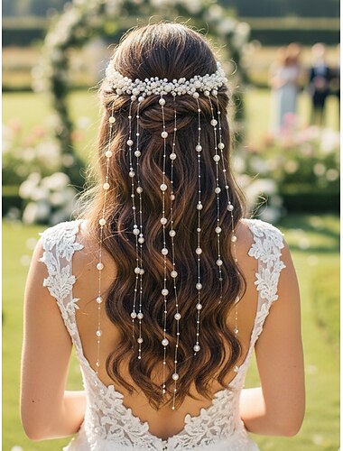  fermaglio per capelli da donna con nappe di perle finte, elegante accessorio per capelli da sposa per matrimoni, perfetto per le spose