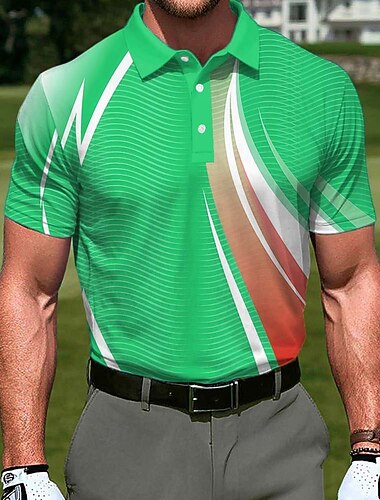  Homme Géométrique Golf Polos de Sport Manche Courte Polos Chemises à Col Occasionnel Athleisure Boutons Été Bleu Rouge Violet