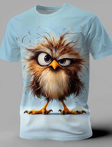  Herren Tiermotiv Lustig T Shirt Kurzarm T-Shirt 3D-Druck Rundhalsausschnitt Hemd Übertrieben Designer Party Ferien Blau Gelb Purpur Sommer Frühling Bekleidung S M L XL XXL XXXL