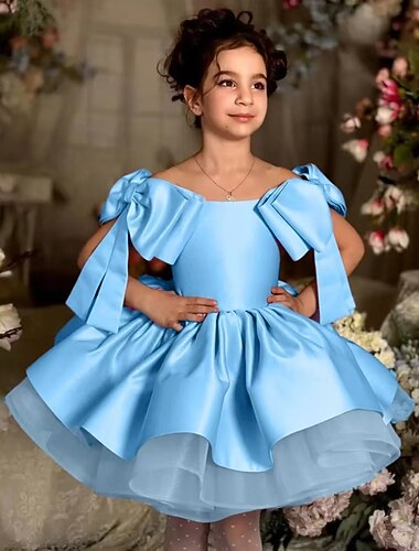  Gyerekek Lány Party ruha Tömör szín Ujjatlan Különleges alkalom Születésnap Imádni való Édes Poliészter Midi Party ruha Nyár Tavasz gyermekek Arcpír rózsaszín Rubin Égszínkék
