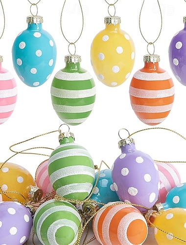  Conjunto de 12 ovos de Páscoa decorativos para pendurar, ovos de plástico coloridos e estampados para caça aos ovos e para encher cestas de Páscoa, enfeites reutilizáveis para árvore de Páscoa, lembrancinhas para festas de primavera para crianças (meninas