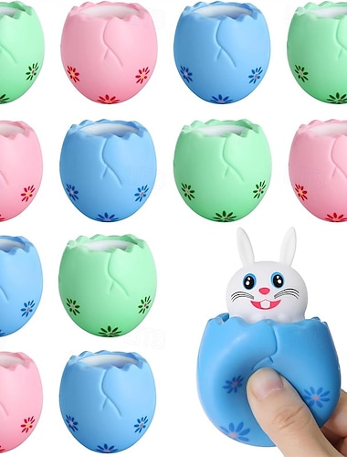  Pääsiäiskori Täytteet 12 Pakkausta Pääsiäismunia Puristettavat Jänis - Stressinlievitys Puristettavat - Suloinen Jänis Puristuslelu Fidget Autistinen Ahdistus ADHD Syntymäpäivä Pääsiäisjuhliin
