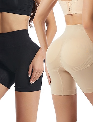  Damen Formende Unterwäsche Schwitzgürtel Lässig Einfarbig Elastischer Bund Shorts Täglich Ärmellos Schwarz Beige Sommer Frühling Herbst Winter Schlank