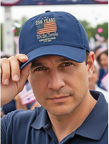  アメリカ合衆国250周年記念 メンズ 調整可能なベースボールキャップ – 独立記念日のお祝い、複数の色、ポリエステル素材、屋外イベントとフェスティバルウェアに最適