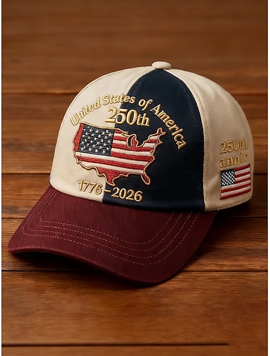  Damen Hut Hut zum 250-jährigen Jubiläum der Vereinigten Staaten Baseballkappe Sonnenhut Sonnenschutz Winddicht Atmungsaktiv Täglich Outdoor Wochenende Druck Flagge Farbblock Buchstabe