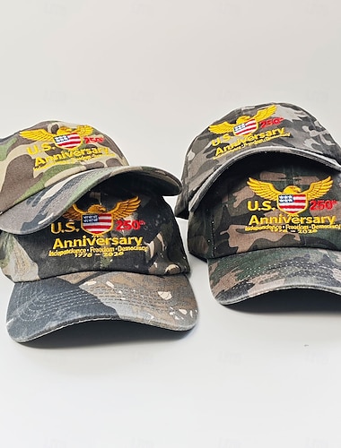  Casquette de Baseball Camouflage Drapeau Américain Rétro Vintage Patrimoine Patriotique 1776-2026 pour Unisexe Adulte Impression 3D  pour Jour de l'Indépendance / 4 Juillet 4 Juillet Extérieur