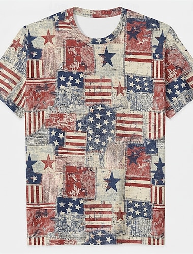  Patriotisk T-skjorte Grafisk T-skjorte USA Retro / vintage Patriotisk T-skjorte 1776–2026 til Unisex Voksne 3D-utskrift for Uavhengighetsdag 4. juli