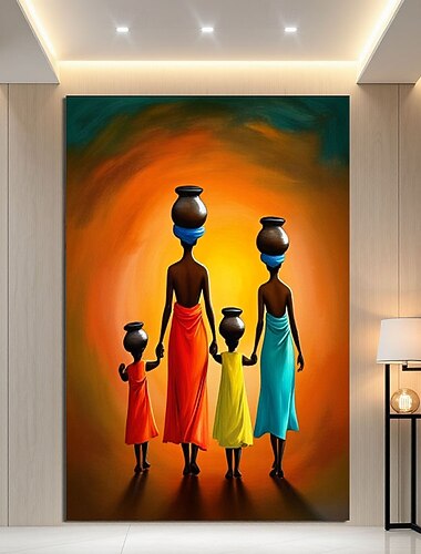  אפריקאי אמריקאי מופשט אמנות פוסטר בד שמן ציור ציור אפריקאי נשים וילדים קרמיקה בד ציור קיר אמנות פוסטר לחדר שינה סלון דקור