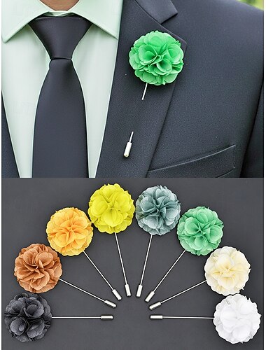  spilla da uomo in poliestere floreale, fiore all'occhiello in tessuto multicolore, elegante stile minimalista per testimoni dello sposo, matrimoni, cene formali, banchetti ed eventi serali
