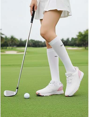  Roze/witte sportieve golfschoenen voor dames – lichtgewicht, ondersteunende trainingssneakers voor beginnende golfsters, oefensessies, zomerse buitensporten, reizen, fitness en dagelijks gebruik.