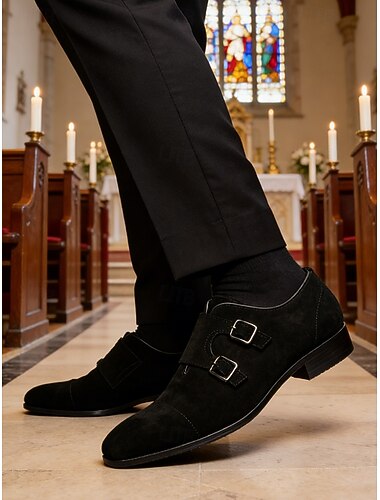  Chaussures habillées pour hommes à double boucle – élégantes chaussures en cuir pour mariages, événements professionnels et occasions formelles