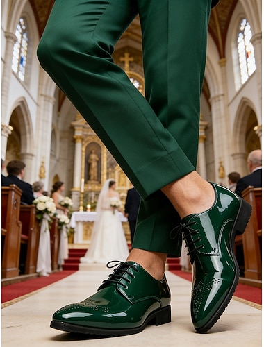  Herresko i brogueskinn med vingetuppdesign, stilig bryllupssko, ideelt for forlovere og bryllupsgjester