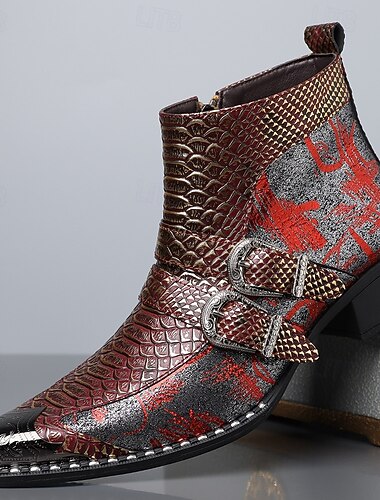  Pánské luxusní boty z umělé kůže - hadí vzor, výrazný styl, ideální pro zvláštní příležitosti a večerní vycházky