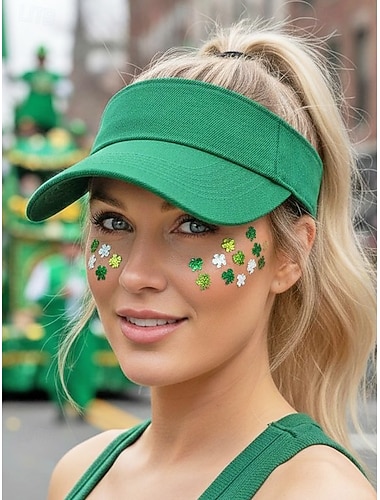  Damen-Visierkappe aus Polyester mit verstellbarem Schirm, in verschiedenen Farben erhältlich, perfekt für den St. Patrick's Day und sportliche Aktivitäten im Alltag.