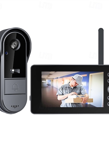  video-ringeklokke 4,3-tommers HD-skjerm for innendørs bruk, 170 graders vidvinkelvisning, toveis lyd, automatisk bildeopptak