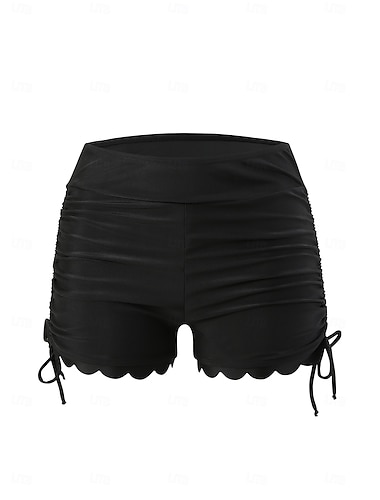  Dámské Plavky Strečové boxerky Kraťasy Plavky Nabírané šaty Šňůrky Vysoký pas prázdniny Oblečení na pláž Pevná barva Bez rukávů Plavky