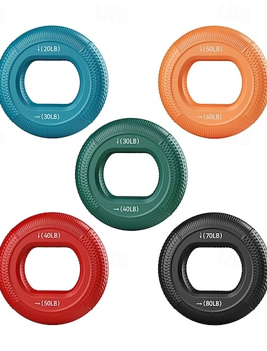  5 stk. ringmotstandstrener, silikonhåndgrepsforsterkningsringer, trener muskelkrafttrener finger, gripering med 4 motstander 30-80 lb