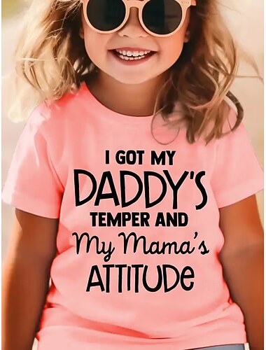  Ragazze 3D Grafico Lettera Maglietta Manica Corta Stampa 3D Estate Primavera Sport Moda Streetwear Bambini 4-12 Anni Girocollo Casuale Quotidiano All'aperto Vestibilità regolare