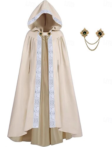  عتيق / معتق العصور الوسطى عصر النهضة الرأس عباءة عباءة مقنعين مصاصي الدماء ملابس تنكرية للجنسين سيلتك خيال عيد الرعب مهرجان أداء LARP بالغين عباءة كل الفصول