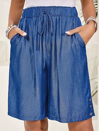  Dámské Kraťasy Letní šortky Bermudské kraťasy Plážové šortky prázdniny Módní Běžné Denní Délka kolen Vysoký pas Šňůrky Kapsy Elastický pas Pohodlné Rychleschnoucí Yumuşak Lehce elastické Streetwear