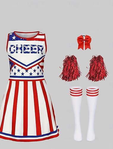  šaty, oblečení, roztleskávačky, cosplay, dětské dívčí, halloween, karneval, Den nezávislosti / Čtvrtého července, párty, představení, maškarní, převleky