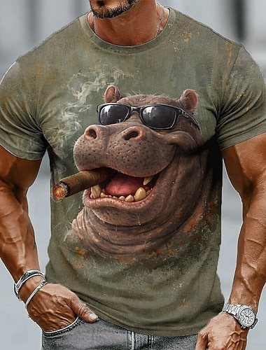  Herren Tiermotiv Lustig T Shirt Kurzarm T-Shirt 3D-Druck Rundhalsausschnitt Hemd Übertrieben Designer Party Ferien Grün 1# Grün 2# Sommer Frühling Bekleidung S M L XL XXL XXXL