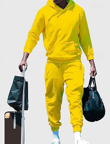  Per uomo Tuta da Ginnastica Tuta da Jogging Coulisse Tasca Tinta unita Felpa con cappuccio e pantaloni Giacca e Pantaloni da Tuta Set di Abbigliamento Sportivo Autunno Inverno Grigio scuro Cáqui