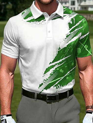  Voor heren Abstract Golf Sport Poloshirts Korte mouw Poloshirt Overhemden met kraag Casual Sportkleding Knop Zomer Lente blauw Rood Paars