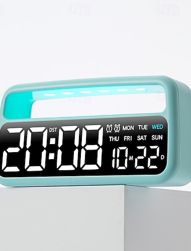  digital vekkerklokke skrivebordsklokker for stue soverom med stor talldimmer høy alarm ukedag LED digital klokke