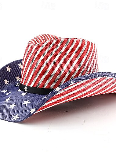 250° anniversario USA Retrò Vintage Far West Cappello da Cowboy Cappello da cowgirl Cowgirl Cowboy Cowboy del West Costume Unisex Mascherata 4 Luglio Feste Giorno dell'Indipendenza Adulti Cappello