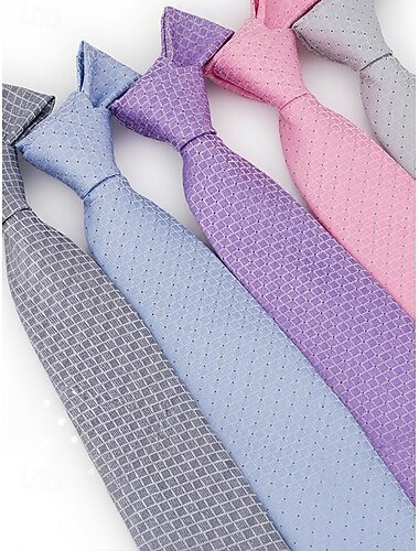  Męski materiał poliestrowy, krawat w drobną kratkę, wiele kolorów, regulowana długość, odpowiedni na wesela, do pracy i dojazdy do pracy