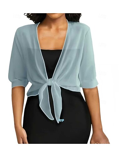  Châles Écharpe Femme Écharpes de Mariée Écharpes d'Invité de Mariage Cape Élégant Pur Sexy Demi Manches Chiffon Boléros de Mariage Avec Couleur unie Pour Mariage Été