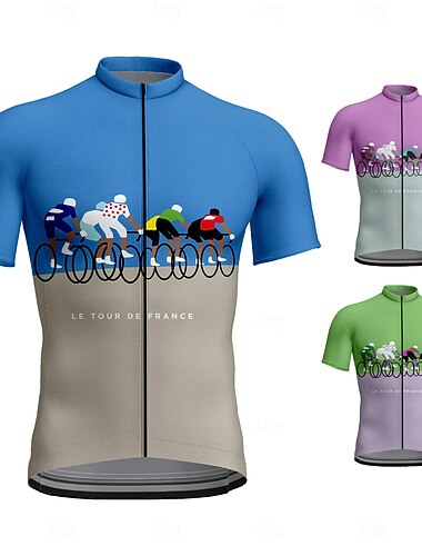  Voor heren Wielrenshirt Grappig Korte mouw Fietsen Shirt Kleding Bovenlichaam met 3 achterzakken Bergracen Wegwielrennen Sneldrogend Reflecterende strips Achterzak Vochtregelerend Sport Roze Blauw