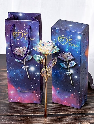  Kristallrose – Valentinstagsgeschenk: Hochwertige, handgefertigte Rose mit Kristallblütenblättern für romantische Momente