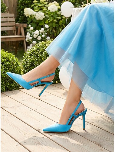  Women's Green Pointed Toe Slingback Heels, Elegant High Heel Dress Shoes for Wedding Guests at Outdoor Ceremonies
